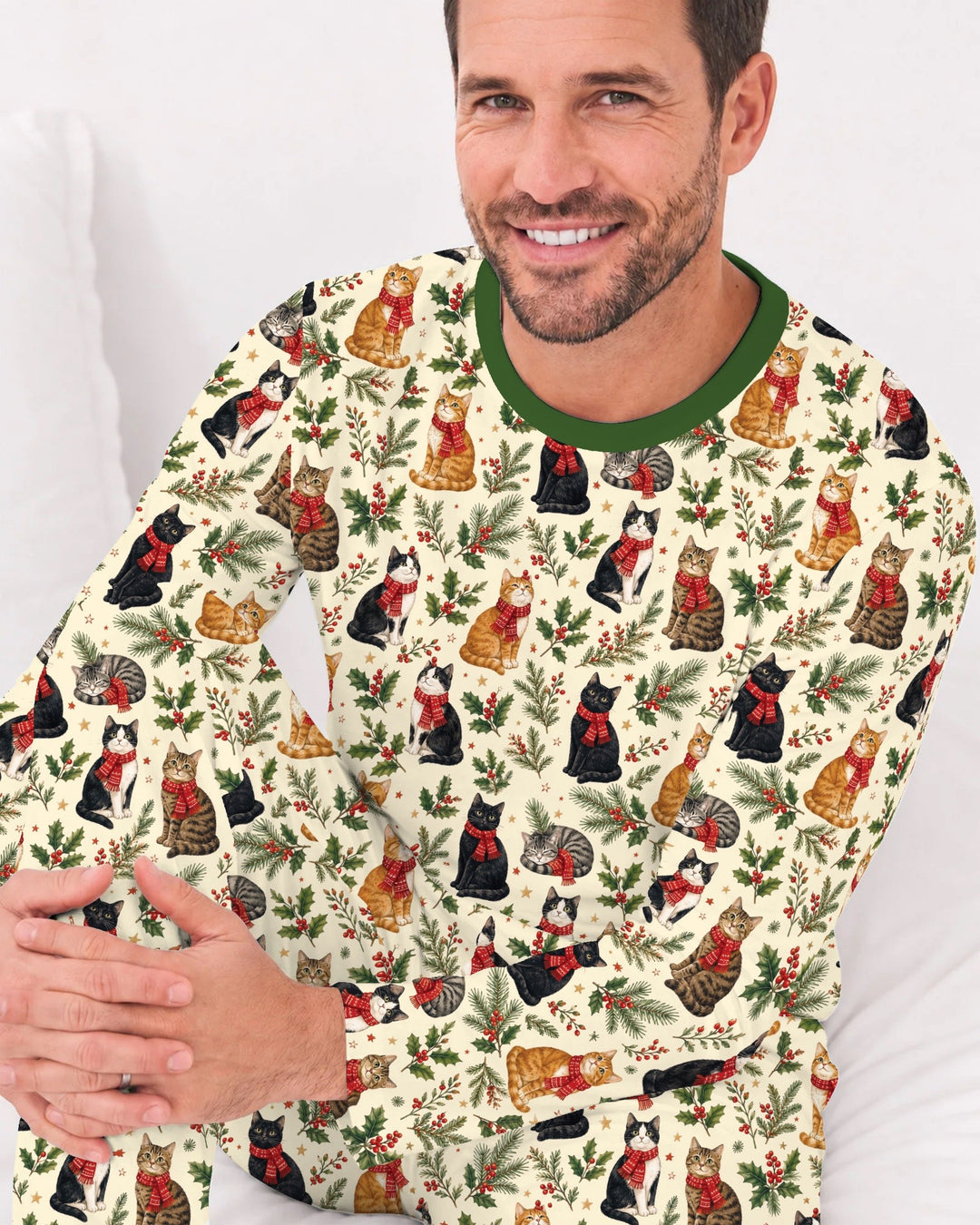 Christmas Cat Carolers Bamboo Men's Pajama Set