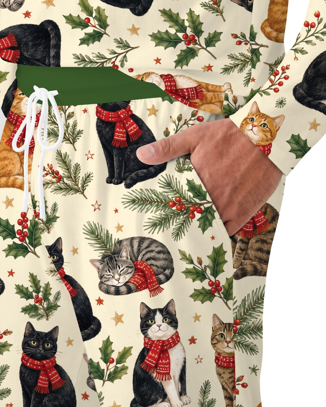 Christmas Cat Carolers Bamboo Men's Pajama Set