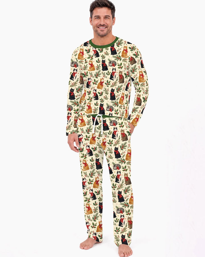 Christmas Cat Carolers Bamboo Men's Pajama Set