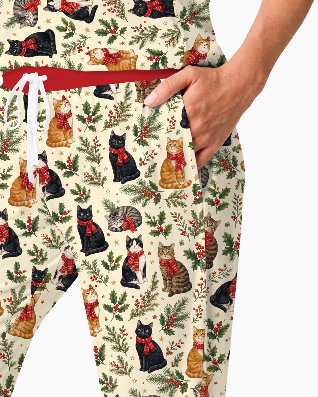 Christmas Cat Carolers Bamboo Women Pajama Set