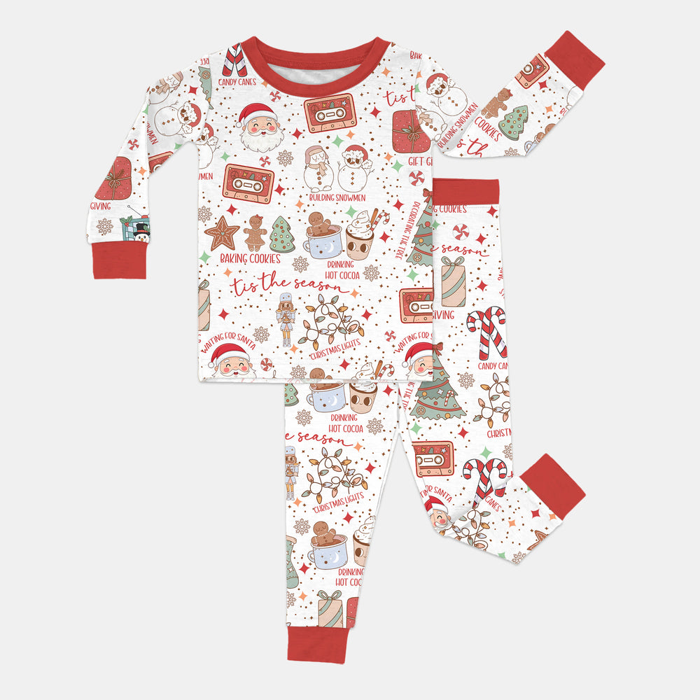 Retro Christmas Bucket List Two Piece Long Sleeve Pajama Set , Retro Christmas Bucket List Two Piece Long Sleeve Pajama Set - 12-18M