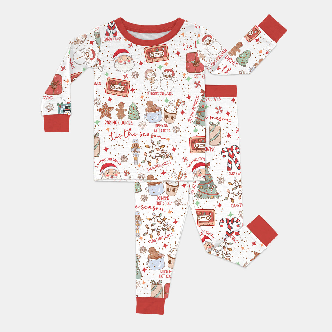 Retro Christmas Bucket List Two Piece Long Sleeve Pajama Set , Retro Christmas Bucket List Two Piece Long Sleeve Pajama Set - 12-18M