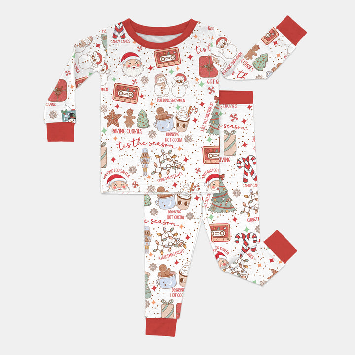 Retro Christmas Bucket List Two Piece Long Sleeve Pajama Set , Retro Christmas Bucket List Two Piece Long Sleeve Pajama Set - 12-18M