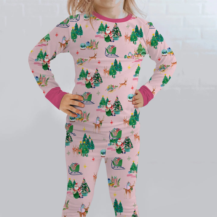 Jolly Forest Christmas Family Matching Two Piece Long Sleeve Pajama Set