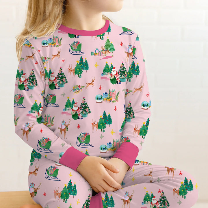 Jolly Forest Christmas Family Matching Two Piece Long Sleeve Pajama Set