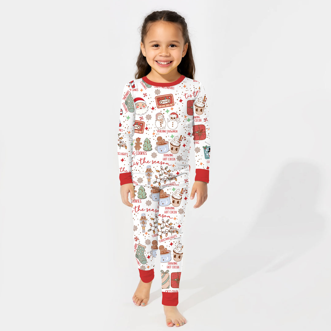 Retro Christmas Bucket List Two Piece Long Sleeve Pajama Set , Retro Christmas Bucket List Two Piece Long Sleeve Pajama Set - 12-18M