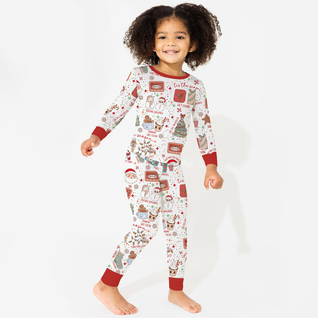 Retro Christmas Bucket List Two Piece Long Sleeve Pajama Set , Retro Christmas Bucket List Two Piece Long Sleeve Pajama Set - 12-18M