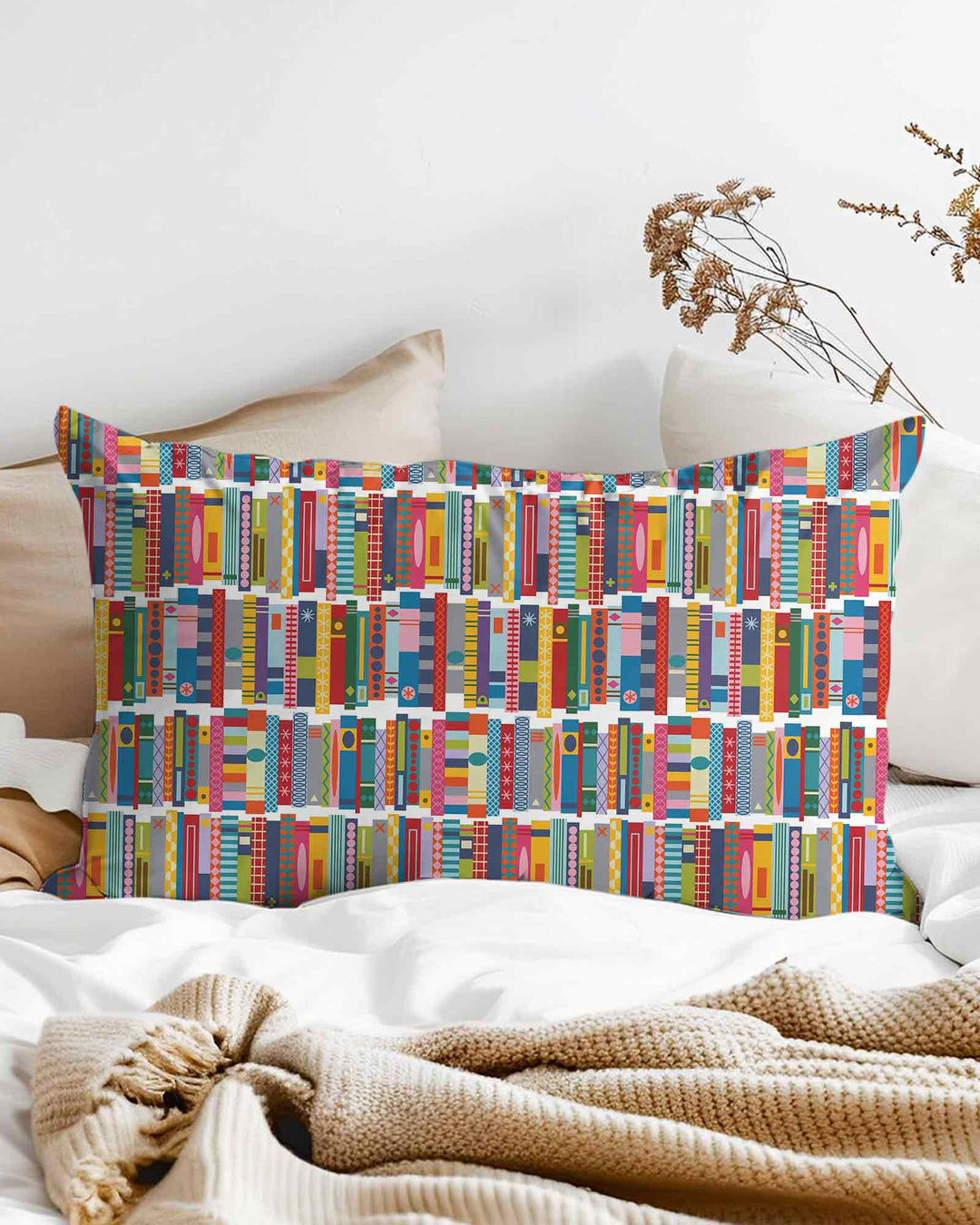 Rainbow Bookshelf Bamboo Pillow Case