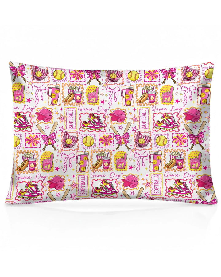 Pink Softball Game Day Bamboo Pillow Case