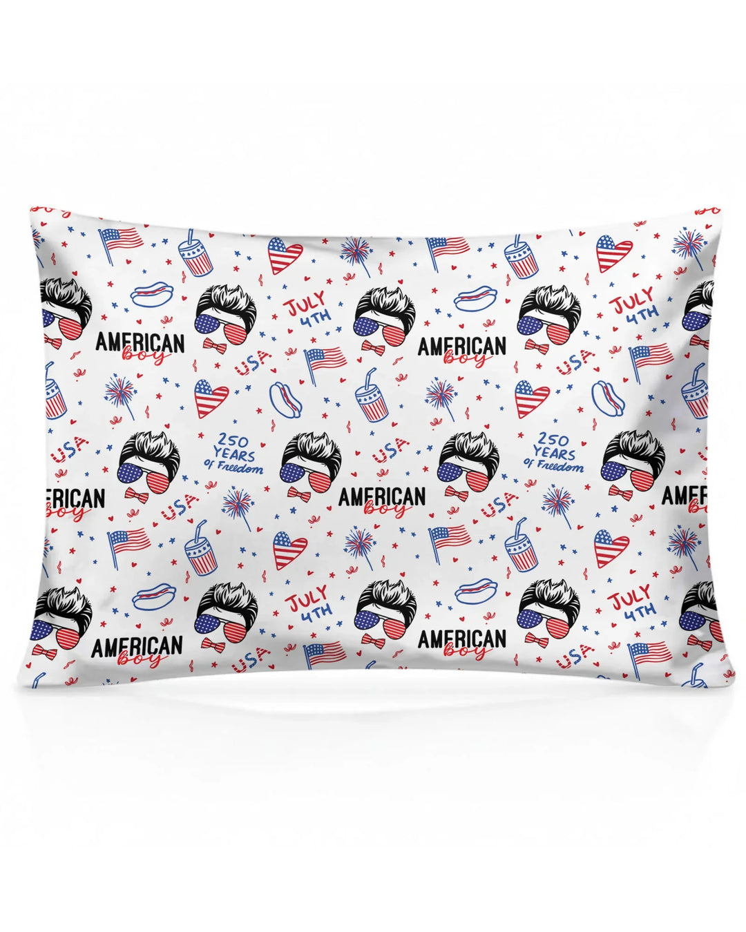 Doodle American Flag Glasses Family Matching Bamboo Pillow Case