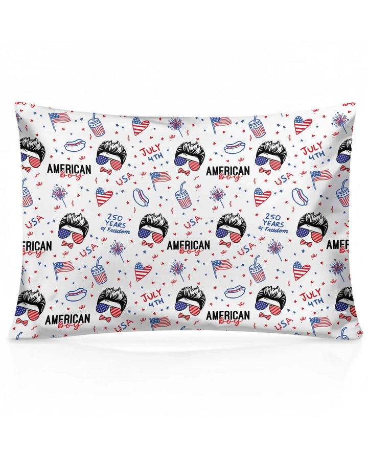 Doodle American Flag Glasses Family Matching Bamboo Pillow Case