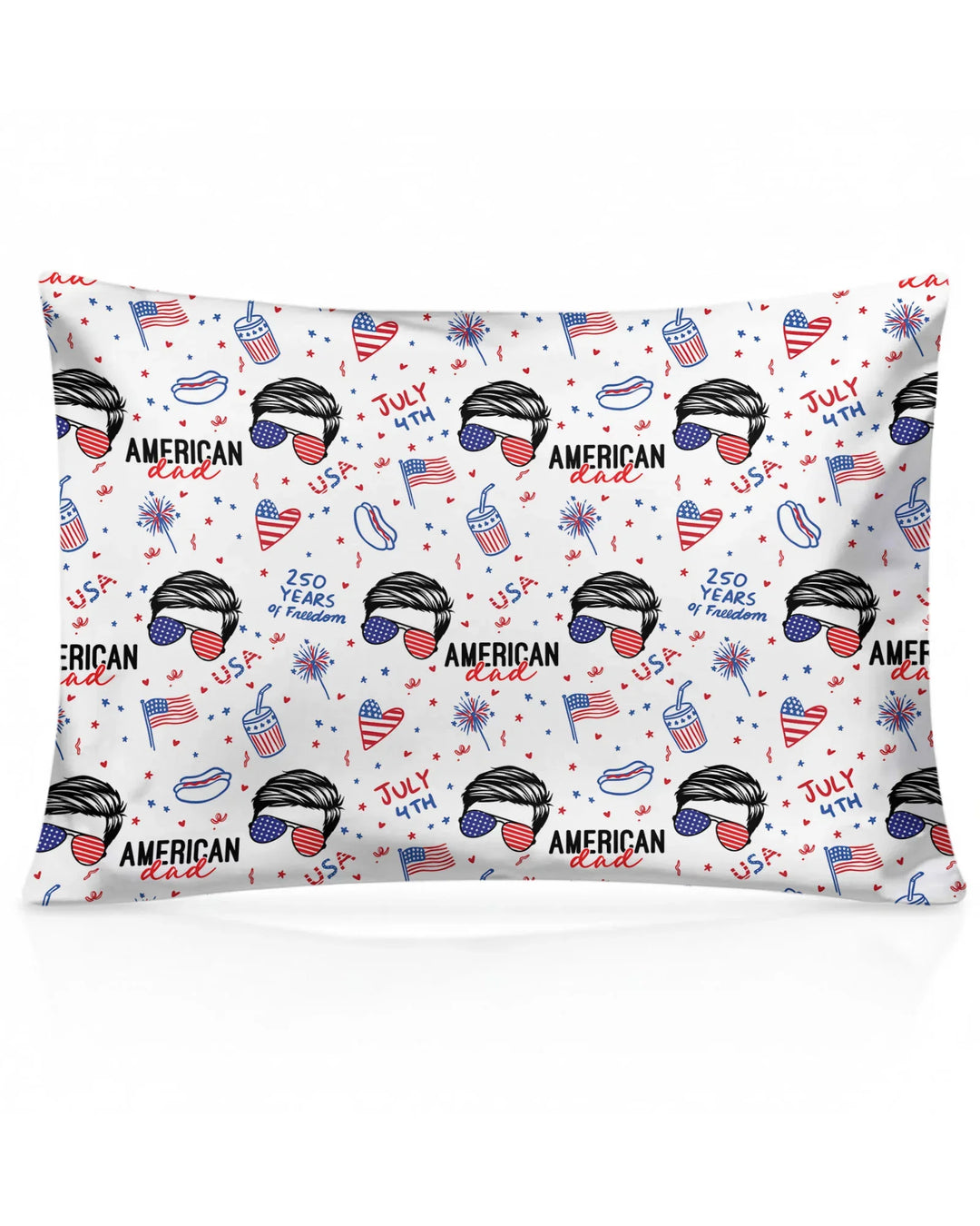 Doodle American Flag Glasses Family Matching Bamboo Pillow Case