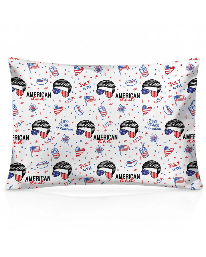 Doodle American Flag Glasses Family Matching Bamboo Pillow Case