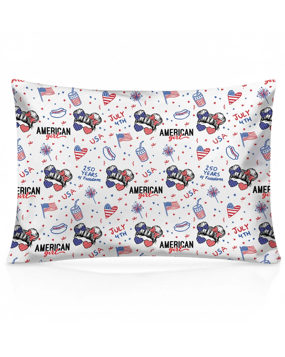 Doodle American Flag Glasses Family Matching Bamboo Pillow Case