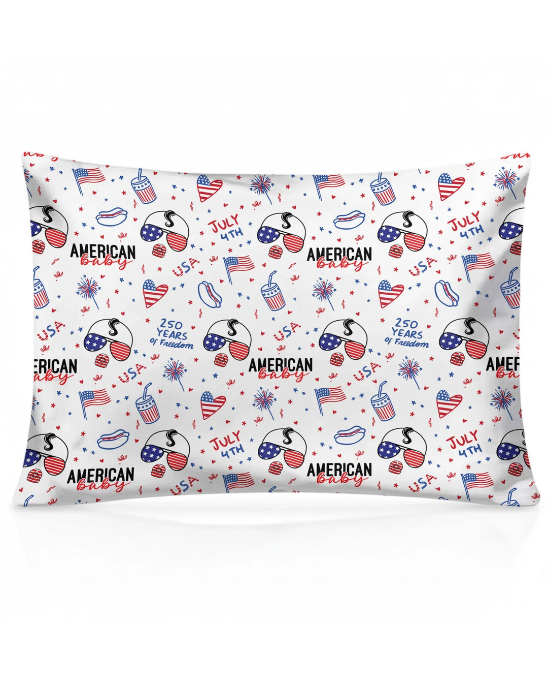 Doodle American Flag Glasses Family Matching Bamboo Pillow Case