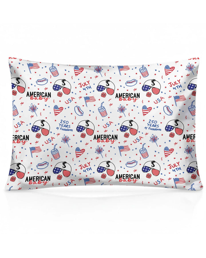 Doodle American Flag Glasses Family Matching Bamboo Pillow Case