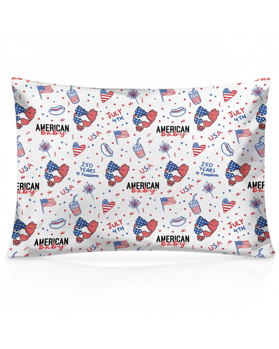 Doodle American Flag Glasses Family Matching Bamboo Pillow Case