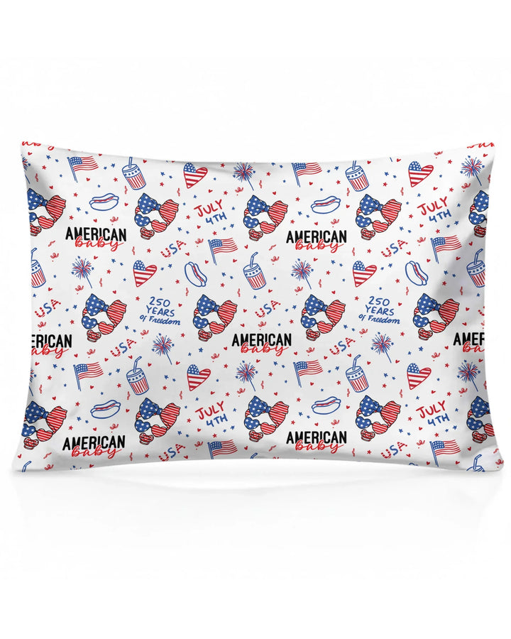 Doodle American Flag Glasses Family Matching Bamboo Pillow Case