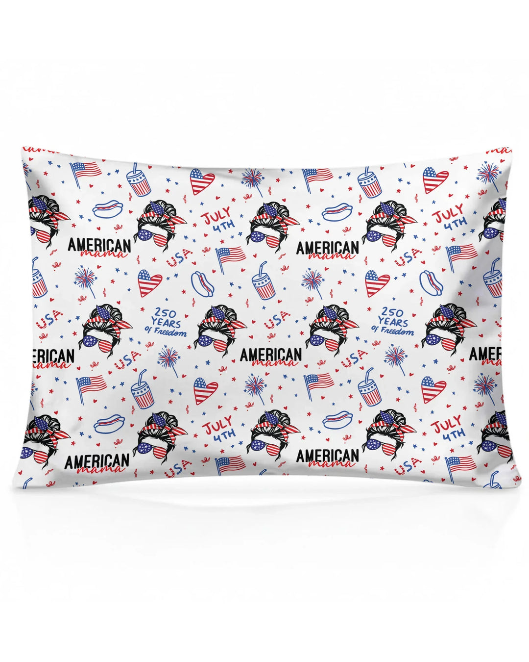 Doodle American Flag Glasses Family Matching Bamboo Pillow Case