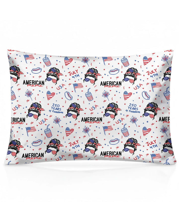 Doodle American Flag Glasses Family Matching Bamboo Pillow Case