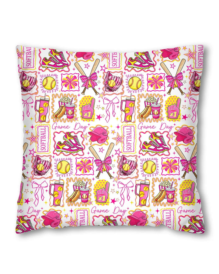 Pink Softball Game Day Bamboo Pillow Case
