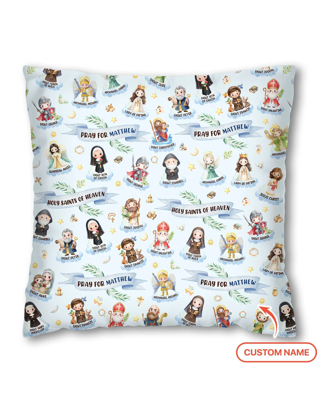Holy Saints of Heaven Custom Name Pillow Case