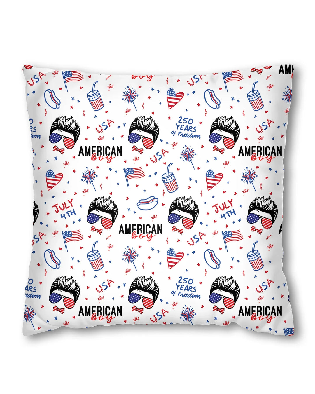 Doodle American Flag Glasses Family Matching Bamboo Pillow Case