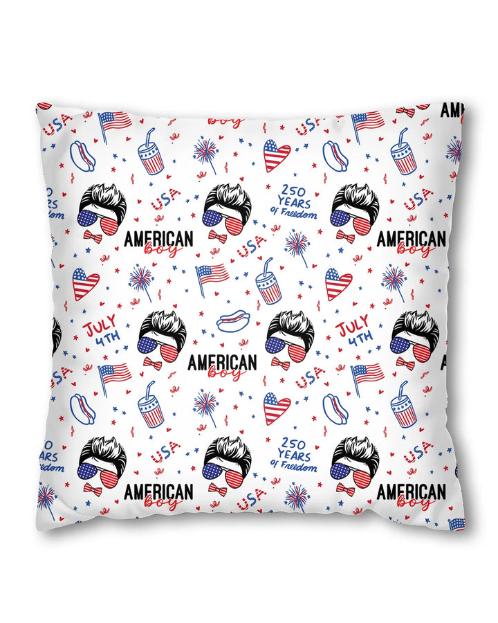 Doodle American Flag Glasses Family Matching Bamboo Pillow Case