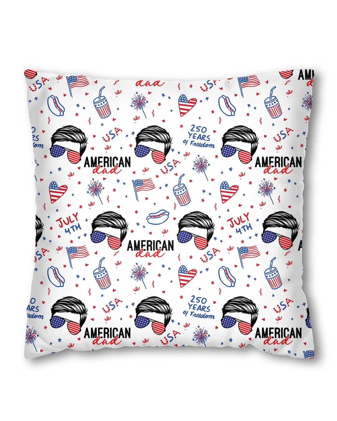 Doodle American Flag Glasses Family Matching Bamboo Pillow Case