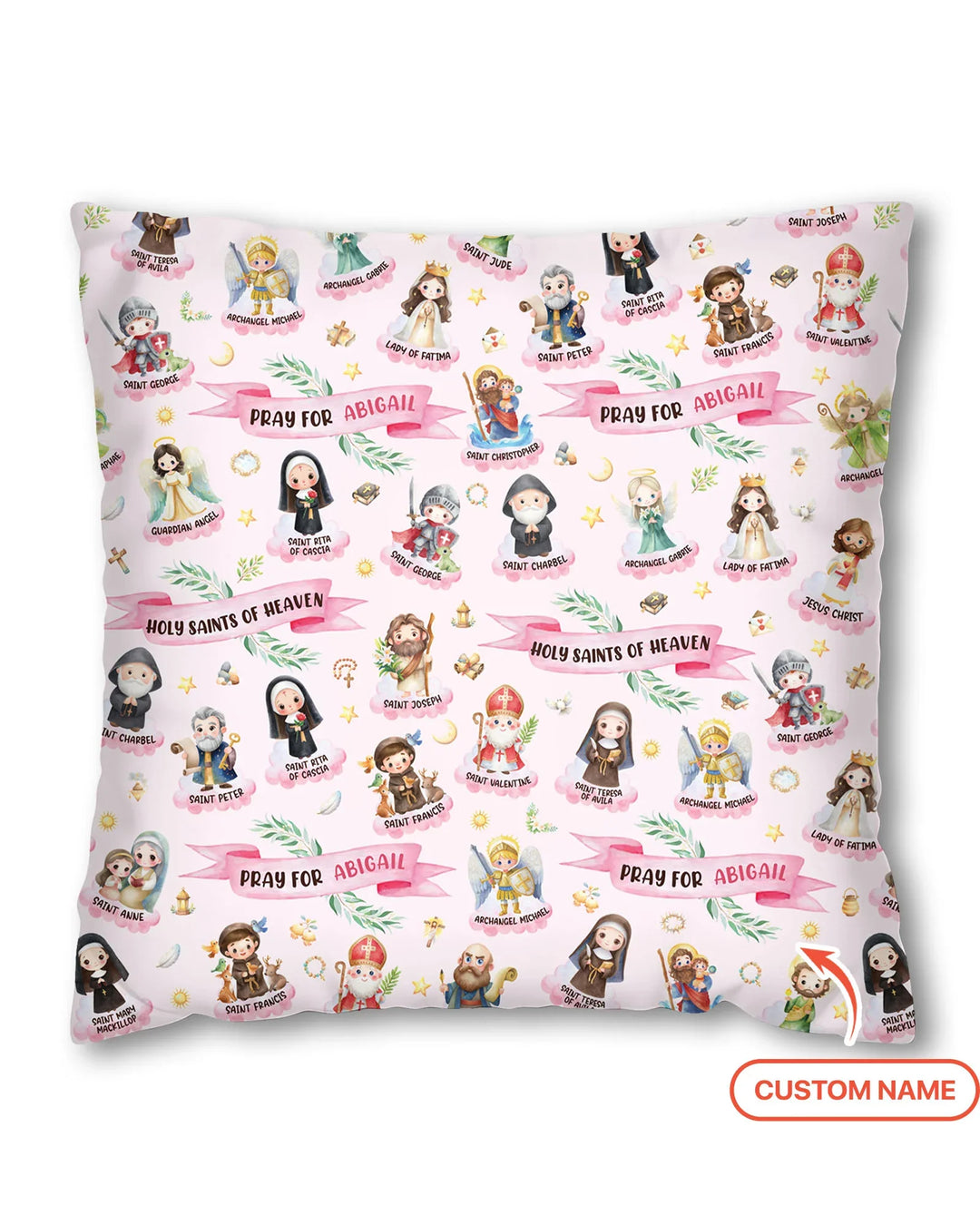 Holy Saints of Heaven Custom Name Pillow Case