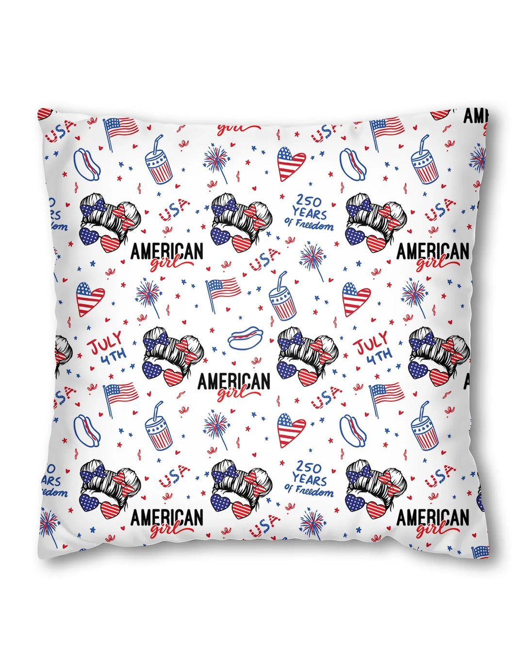 Doodle American Flag Glasses Family Matching Bamboo Pillow Case