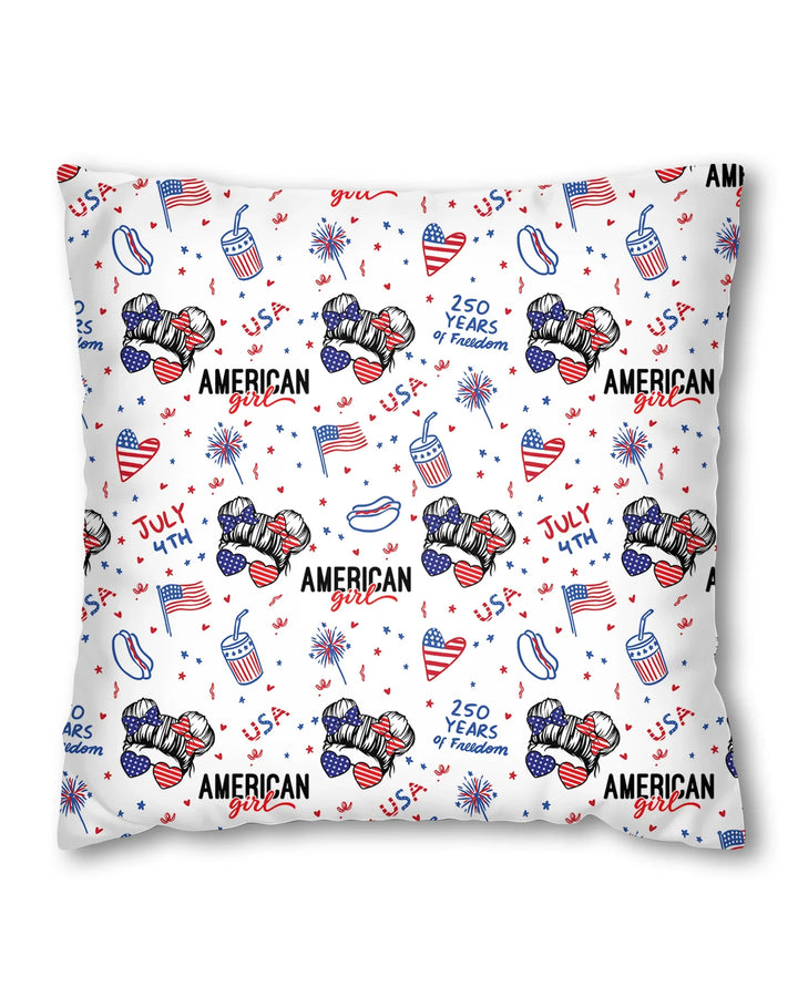Doodle American Flag Glasses Family Matching Bamboo Pillow Case