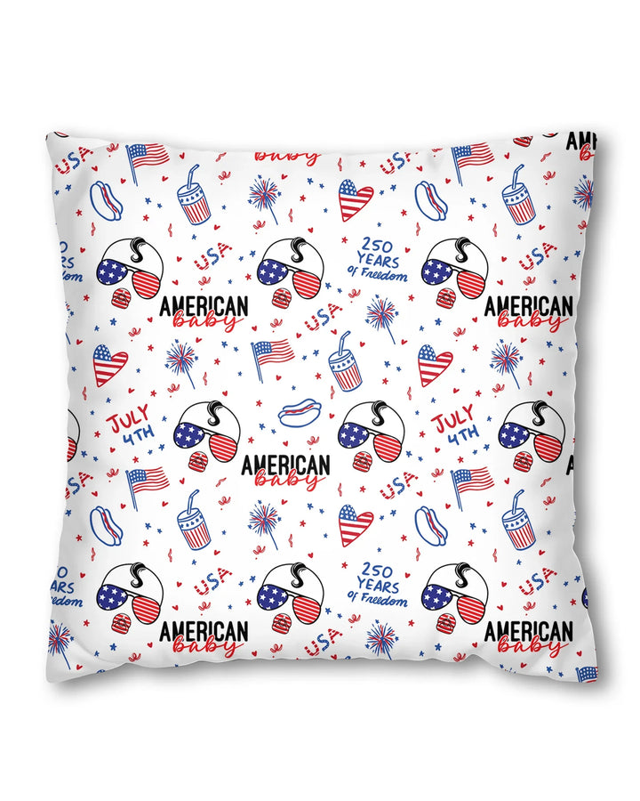 Doodle American Flag Glasses Family Matching Bamboo Pillow Case