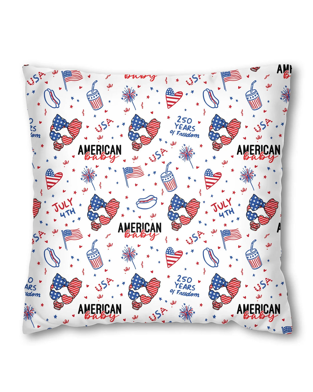 Doodle American Flag Glasses Family Matching Bamboo Pillow Case