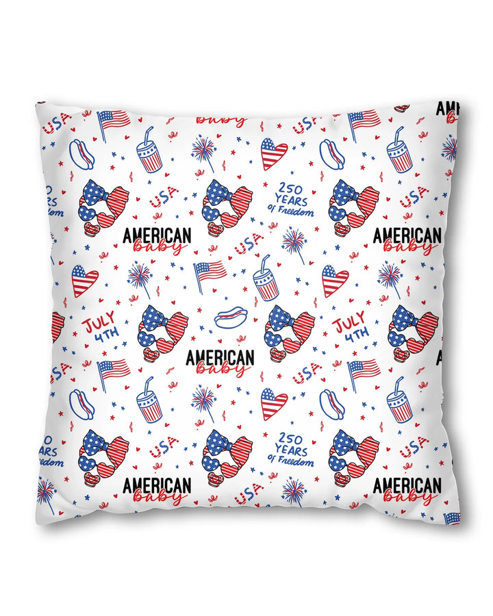Doodle American Flag Glasses Family Matching Bamboo Pillow Case