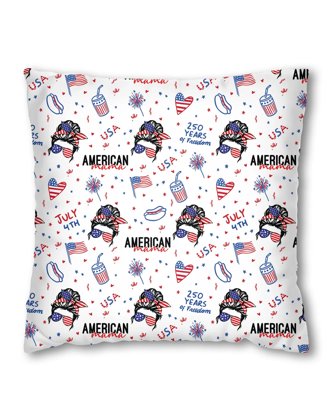 Doodle American Flag Glasses Family Matching Bamboo Pillow Case