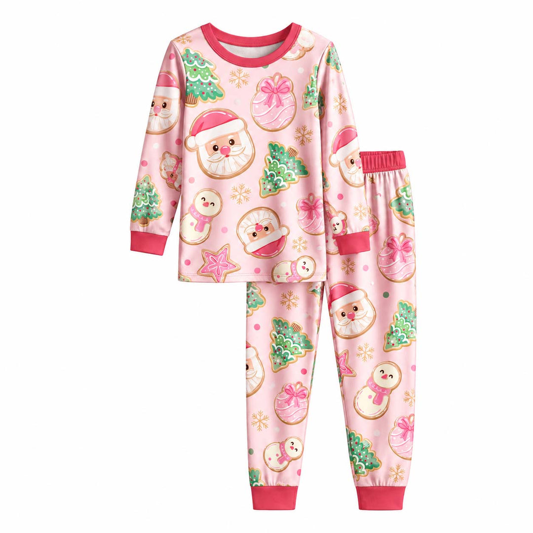 Pink Christmas Cookie Party Bamboo Two Piece Long Sleeve Pajama Set