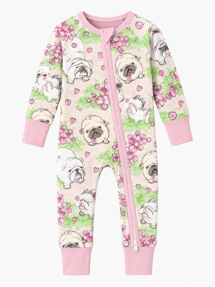 Pink Floral Bulldog Garden Bamboo Convertible Zippy