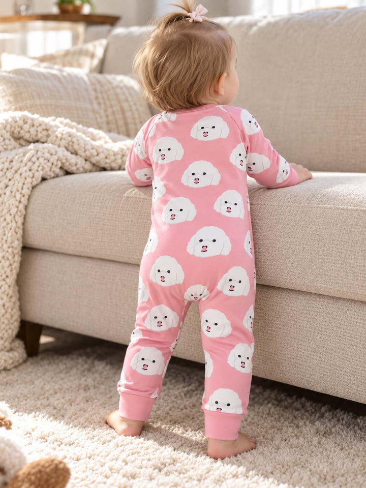 Pink Fluffy Dog Faces Bamboo Convertible Zippy