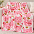 Pink Polka Hens Bamboo Blanket