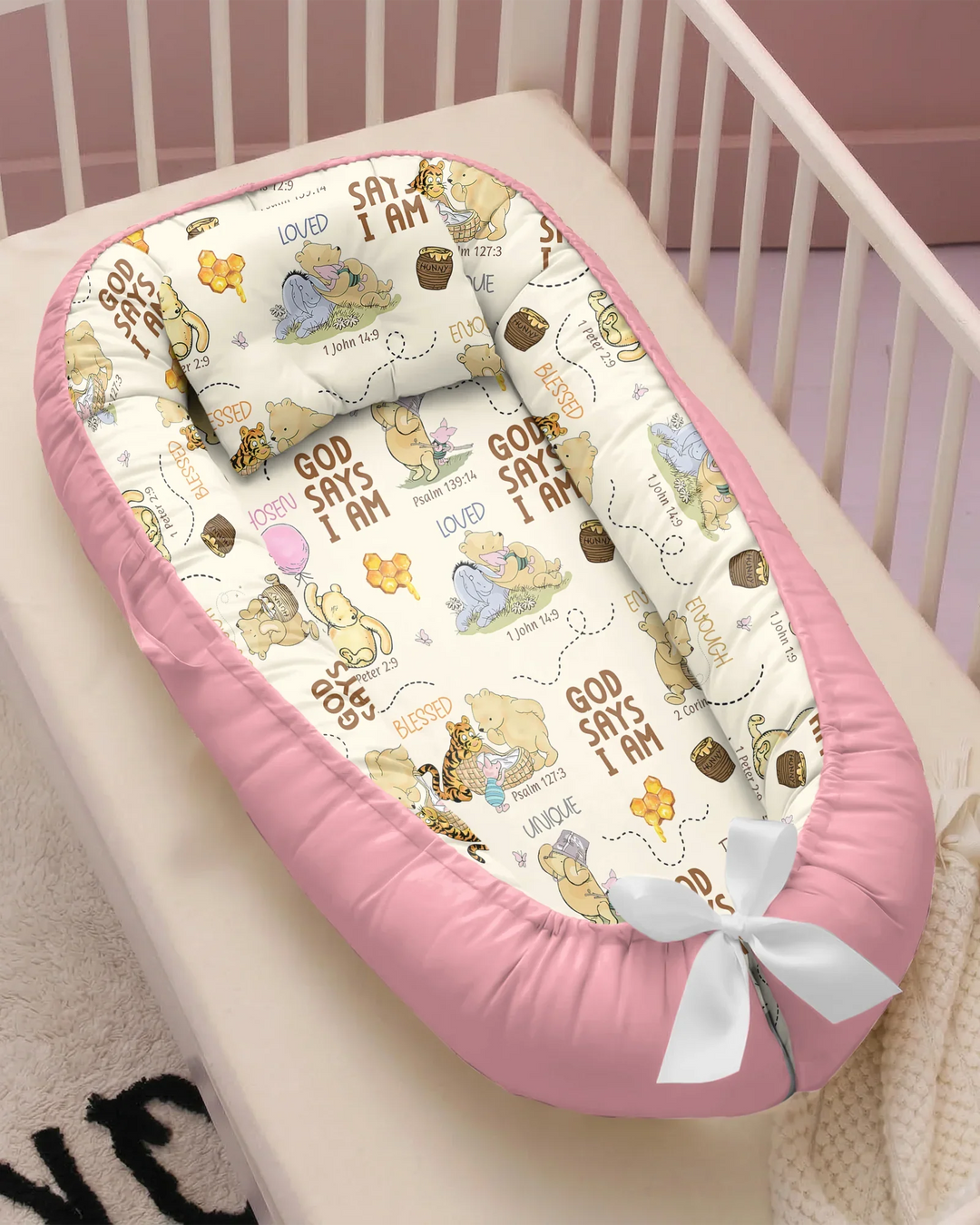 God Says I Am – Little Blessings Bamboo Baby Nest Bed