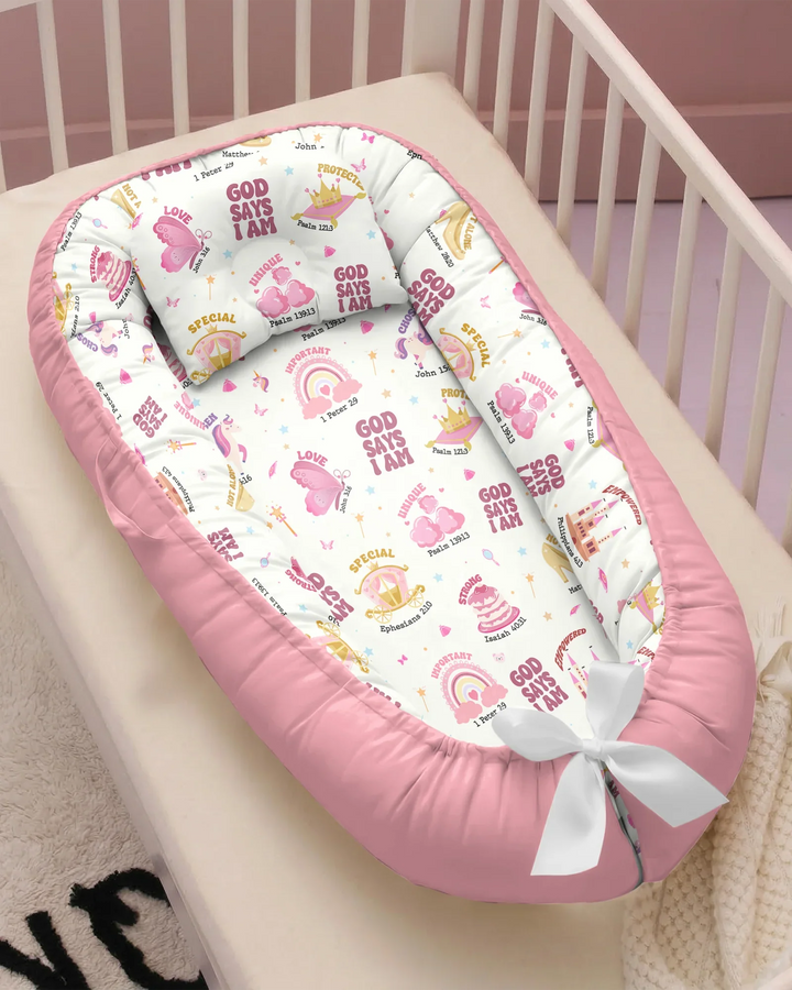 God Says I Am Girl Bamboo Baby Nest Bed