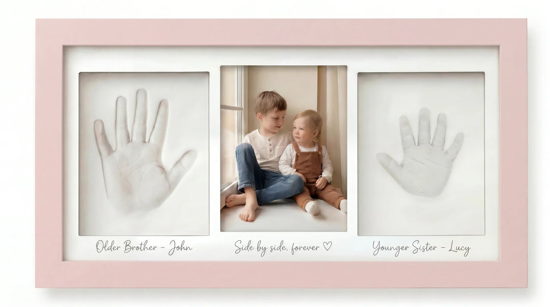 Two Babies Handprint Frame with Photo Keepsake