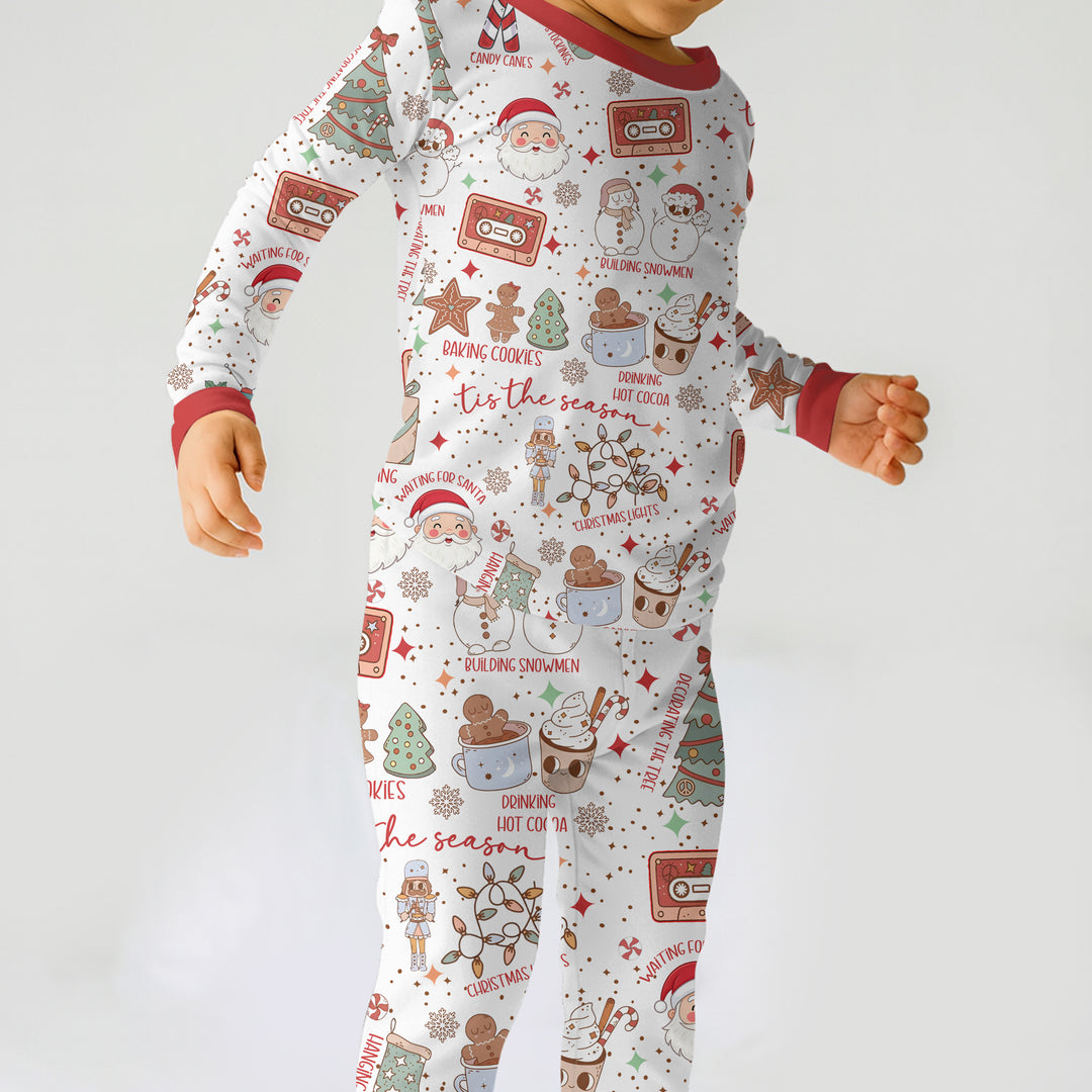 Retro Christmas Bucket List Two Piece Long Sleeve Pajama Set , Retro Christmas Bucket List Two Piece Long Sleeve Pajama Set - 12-18M