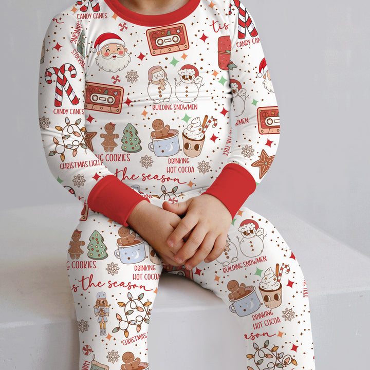 Retro Christmas Bucket List Two Piece Long Sleeve Pajama Set , Retro Christmas Bucket List Two Piece Long Sleeve Pajama Set - 12-18M