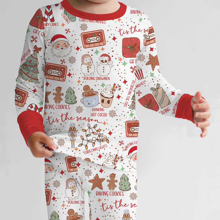 Retro Christmas Bucket List Two Piece Long Sleeve Pajama Set , Retro Christmas Bucket List Two Piece Long Sleeve Pajama Set - 12-18M