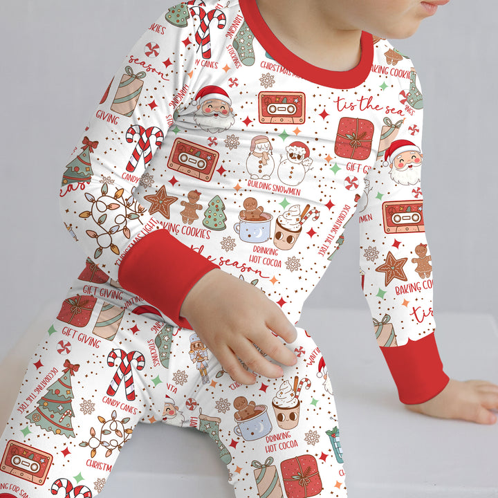 Retro Christmas Bucket List Two Piece Long Sleeve Pajama Set , Retro Christmas Bucket List Two Piece Long Sleeve Pajama Set - 12-18M