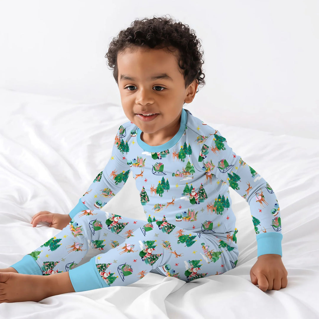 Jolly Forest Christmas Family Matching Two Piece Long Sleeve Pajama Set