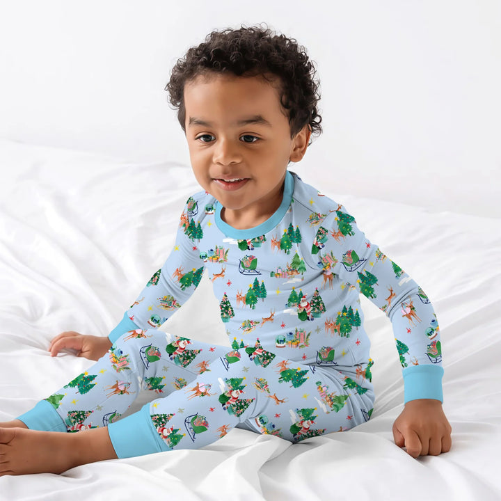 Jolly Forest Christmas Family Matching Two Piece Long Sleeve Pajama Set