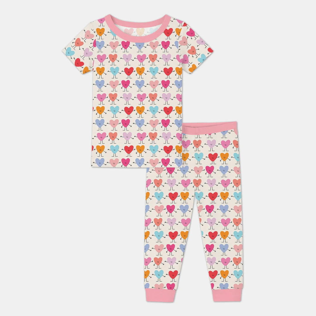 Sweet Hearts Two Piece Short Sleeve Pajama Set
